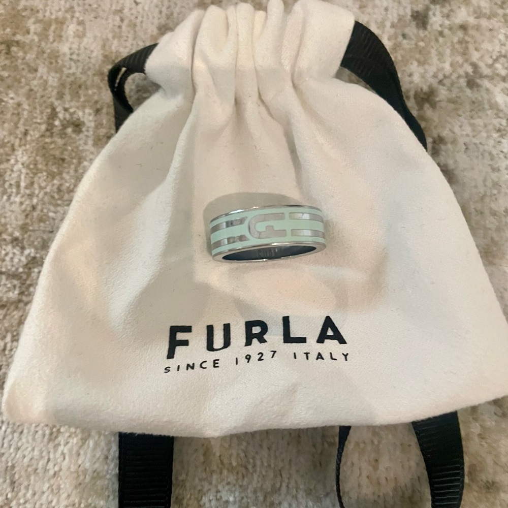 New! Furla Silver Arch Stripe Ring